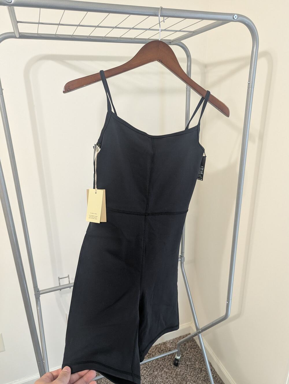 NWT Wilfred Free Aritzia Divinity 7" Romper Black Size Small MSRP $78